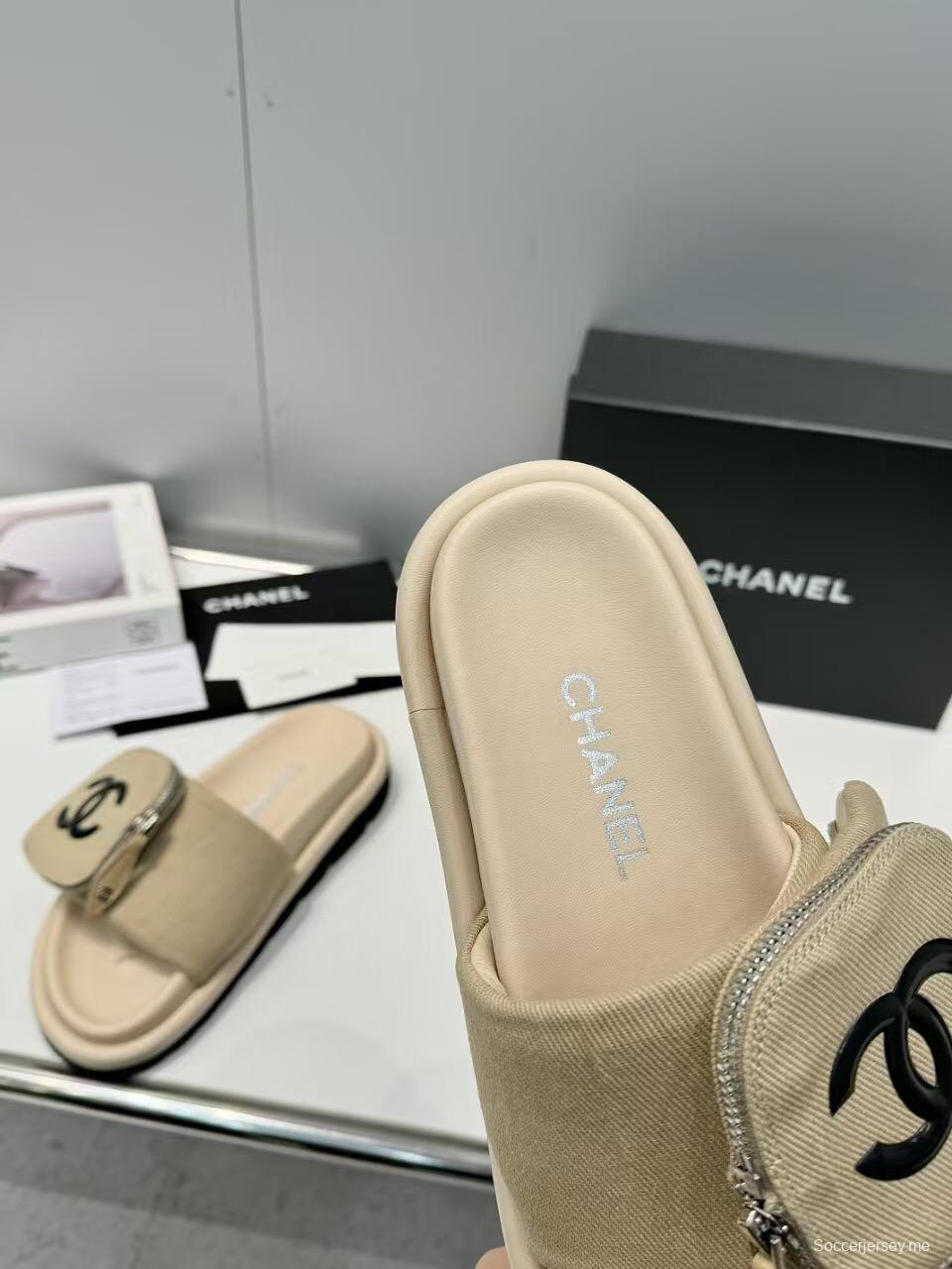 2025 Slippers Chanel Beige Canvas Slippers
