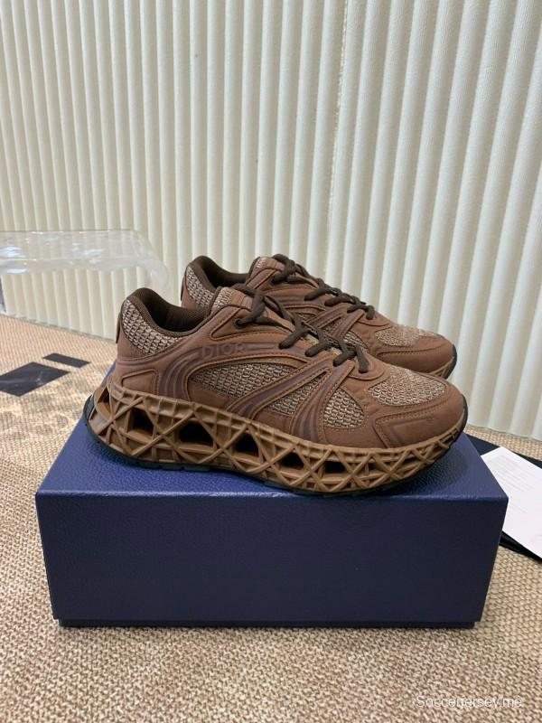 2024 Unisex Dior Brown Mesh Leather Sneakers MJ00400