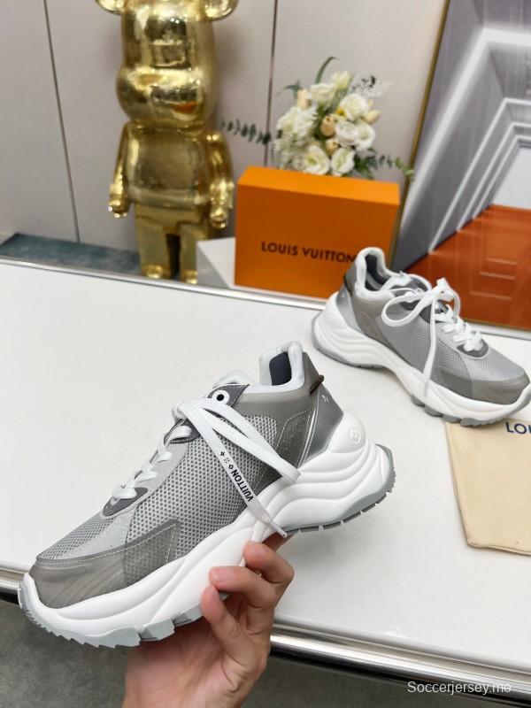 2025 Unisex Louis Vuitton Grey White Mesh Leather Sneakers Monogram LY00340