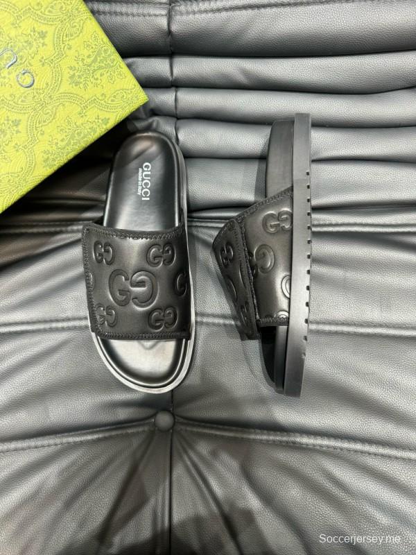 2024 GUCCI Black Leather Slippers MJ00200