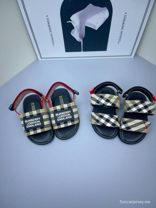 2025 Kids Burberry Beige Black Check Cotton Sandals