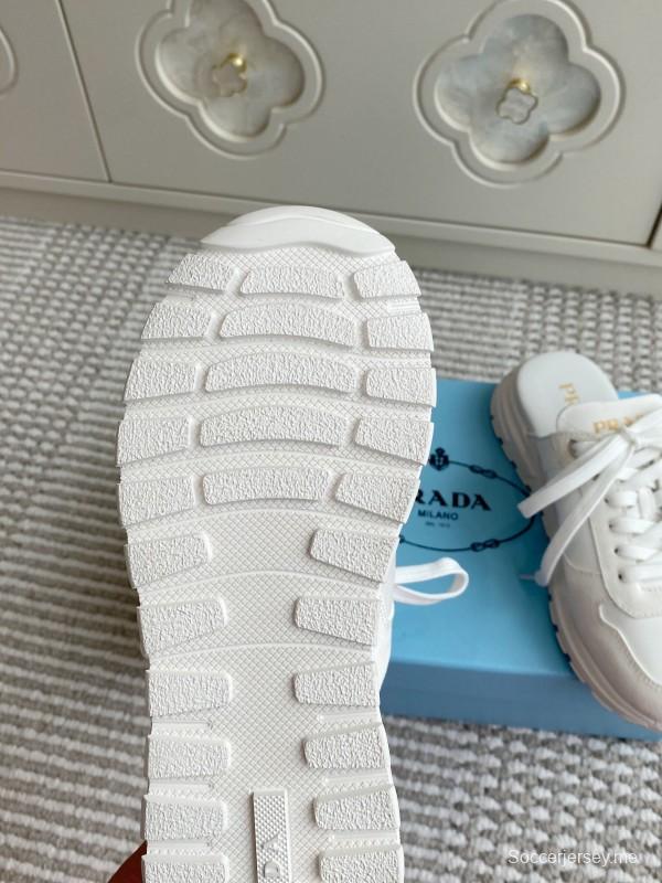 2025 Women Prada White Leather Sneakers LY00290