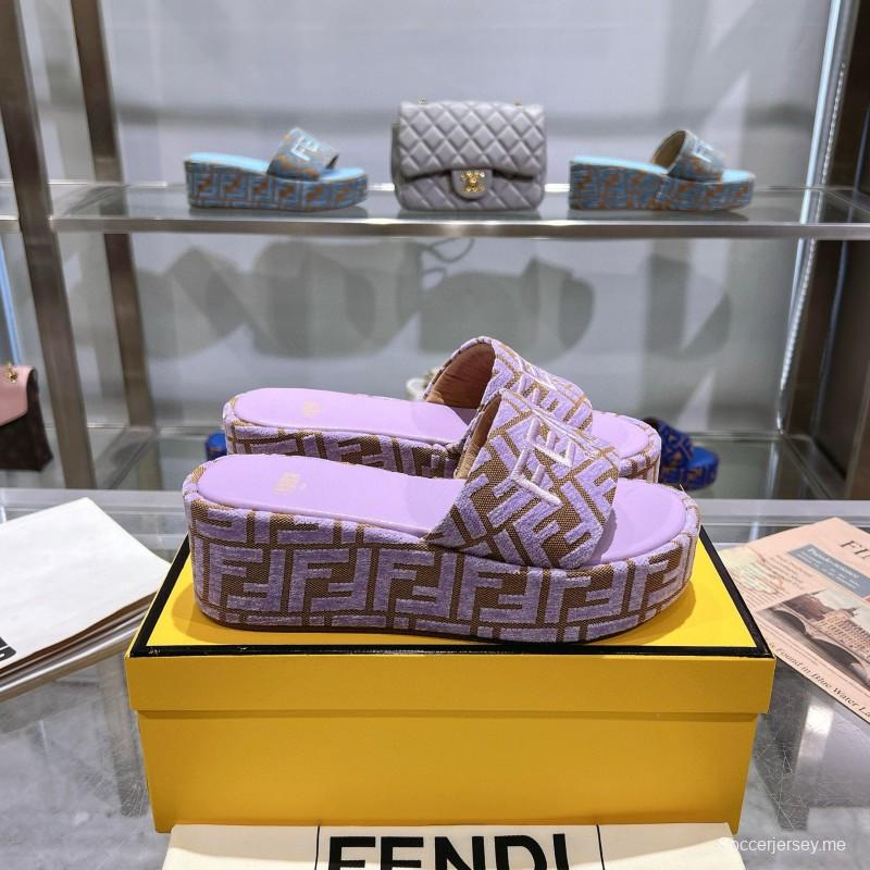 2025 Fendi Lavender Brown Canvas Slippers