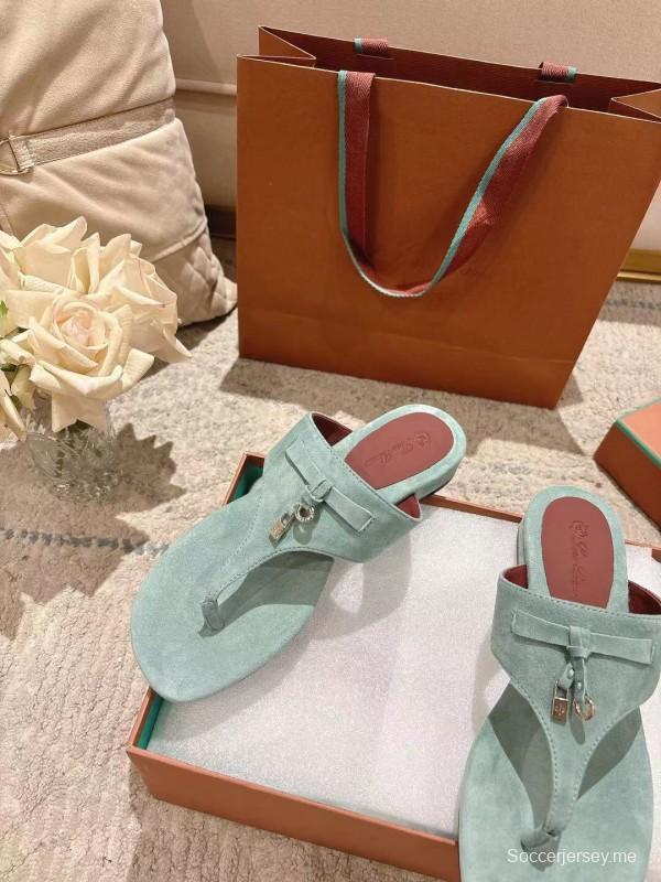 2025 Women Le Parmentier Mint Suede Slippers LY00250