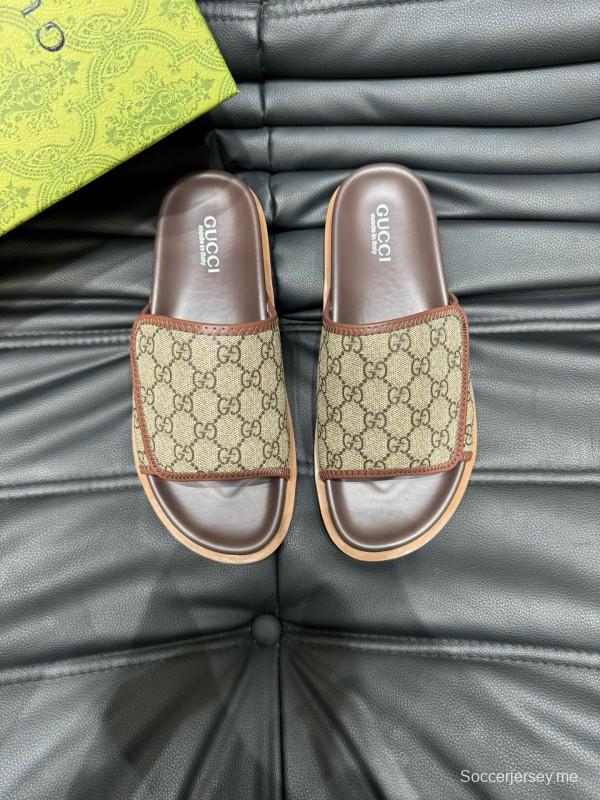 2024 Slippers Gucci Brown Canvas Slippers MJ00200