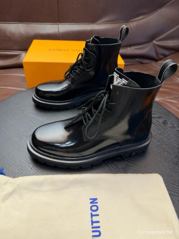 2024 Men Louis Vuitton Black Calf Leather High-top Casual Shoes MJ00440