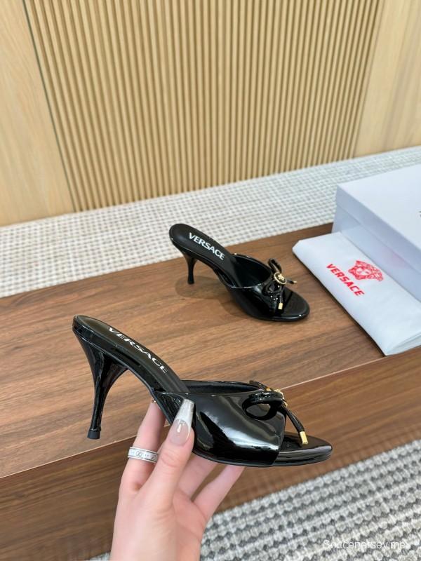 2025 Women VERSACE Black Leather High Heel LY00210