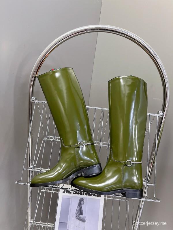 2024 Women Gucci Green Leather Boots Handmade MJ00620