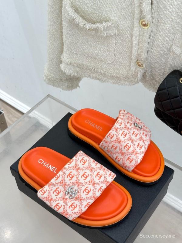 2025 Slippers Chanel Orange Nylon Slippers