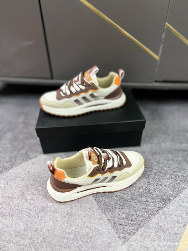 2024 Unisex Armani Beige Brown Pink Leather Mesh Casual Shoes MJ00230