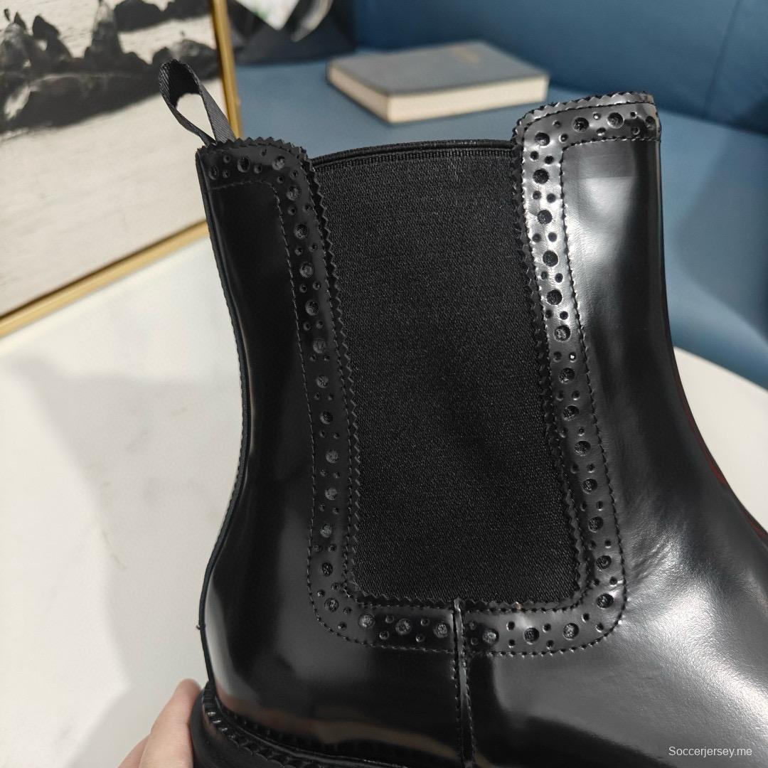 2024 Men Dolce & Gabbana Black Leather Ankle Boots
