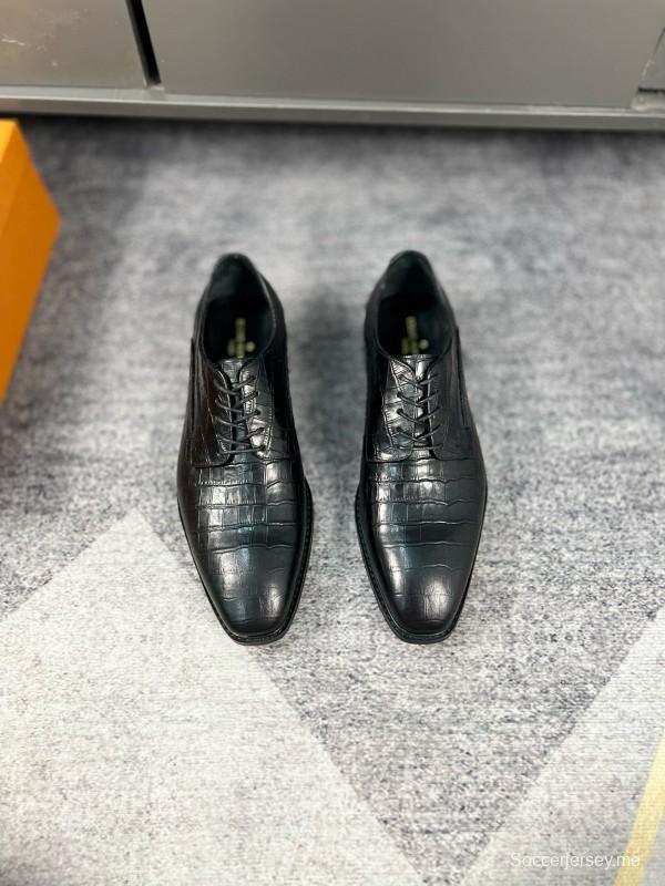 2024 Men Louis Vuitton Black Leather Formal Shoes MJ00380