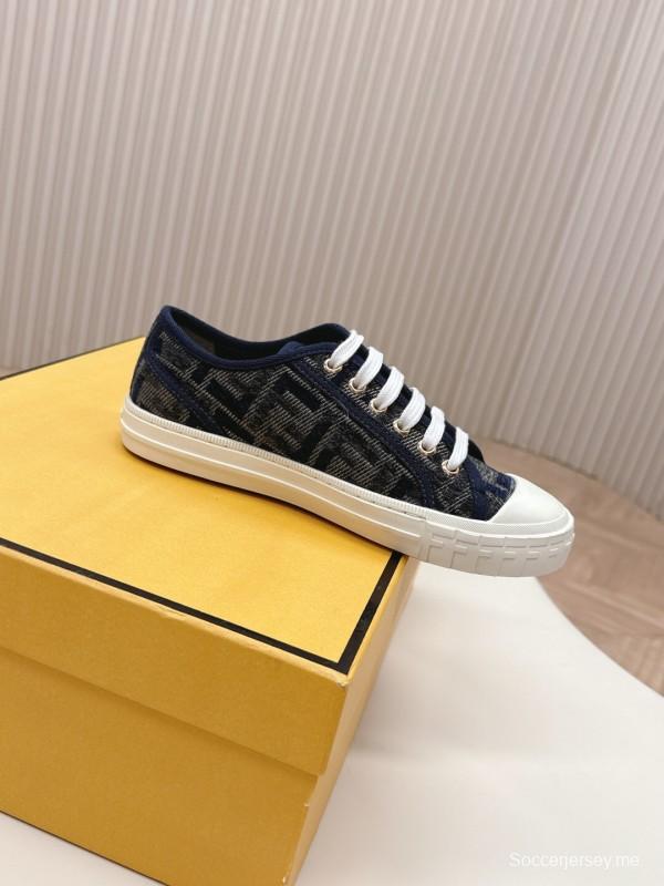2025 Women Fendi Navy Blue Black Canvas Sneakers LY00280