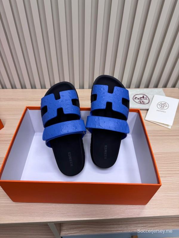 2025 Slippers Hermès Blue Leather Slippers