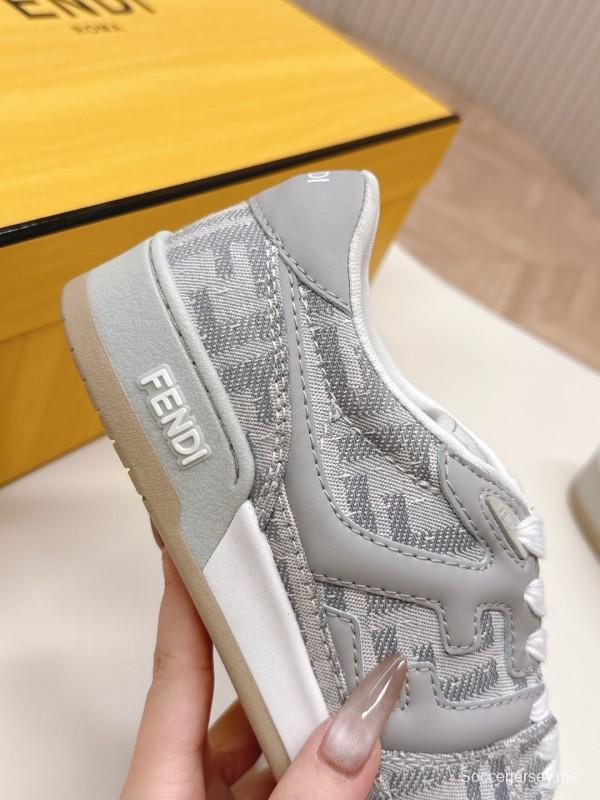 2025 Unisex Fendi Gray White Leather Fabric Plimsolls FF Retro LY00350(F)/LY00360(M)