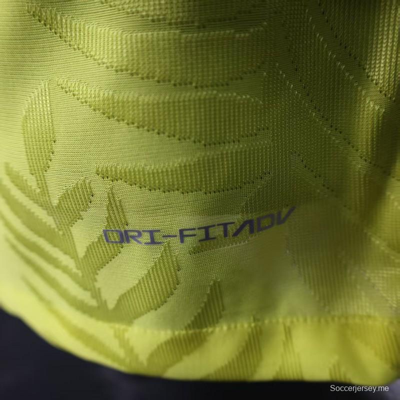 إصدار اللاعب 2025 قميص البرازيل أصفر بنقشة حيوان أخضر اللون الأصفر مع قميص أخضر بنقشة حيوان