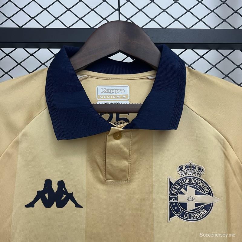 25/26 ديبورتيفو لاكورونا قميص ديبورتيفو لا كورونا الذهبي بأكمام طويلة