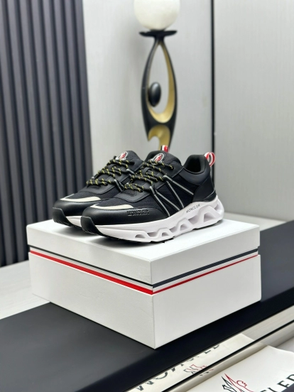 2025 Unisex Moncler Black Nylon Rubber Outdoor Sneakers AS00390
