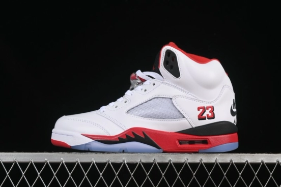 حذاء كرة السلة نايك اير جوردان 5 ريترو جوردان فاير ريد أحمر أسود اللسان - HQ7978-101