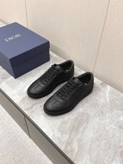 2025 Men Dior Black Leather Sneakers KFY00300