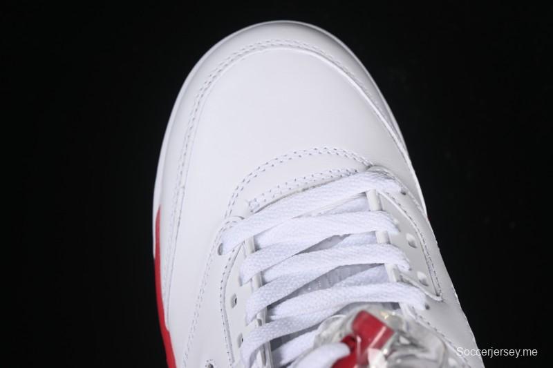 حذاء كرة السلة نايك اير جوردان 5 ريترو جوردان فاير ريد أحمر أسود اللسان - HQ7978-101