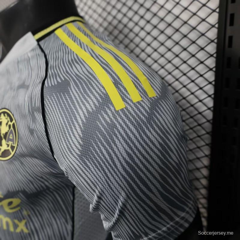 إصدار اللاعب 25/26 قميص كلوب أمريكا 25/26 رمادي بنمط مخطط قطري