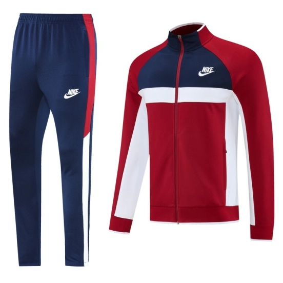 2025 Nike Navy/Red Full Hoodie Zipper Jacket +Long Pants