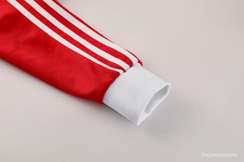 2025 Adidas Original Red Full Hoodie Zipper Jacket +Long Pants