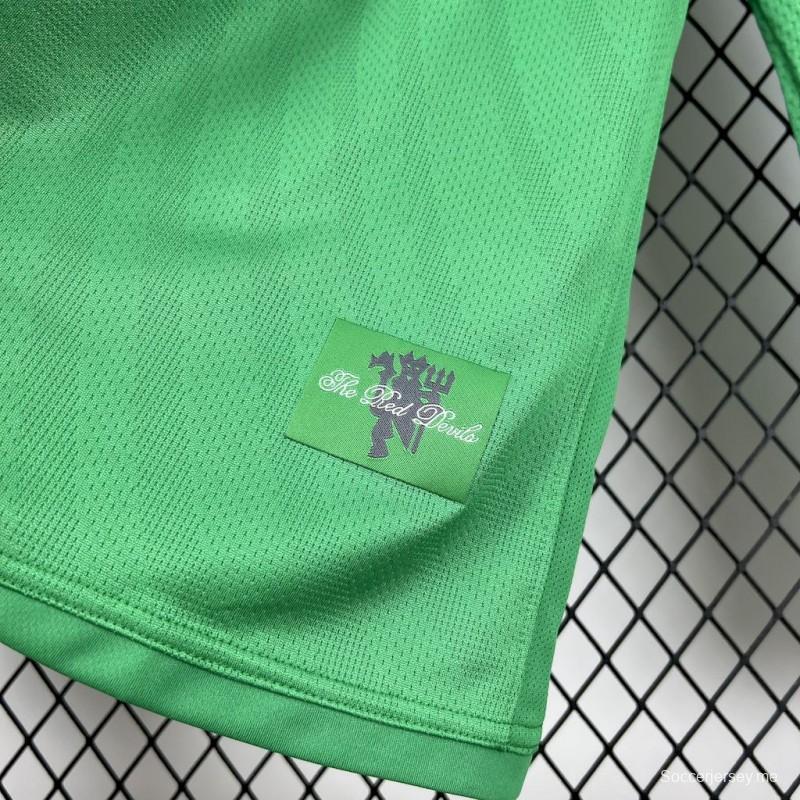 قميص بأكمام طويلة ريترو بأكمام طويلة لحارس مرمى مانشستر يونايتد الأخضر 2007/08