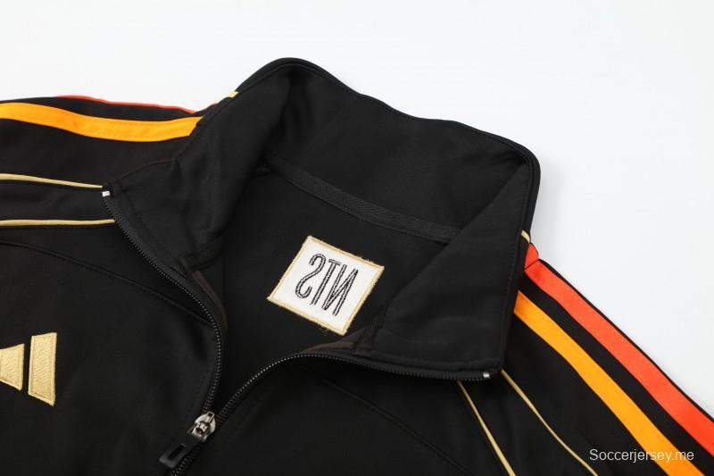 25/26 أرسنال جاكيت أسود كامل بسحاب أسود + بنطلون طويل