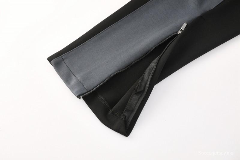 طقم بدلة رياضية نايك إير 2025 نايك طقم بدلة رياضية سوداء مع لمسات رمادية وبيضاء سحاب كامل سترة كاملة + بنطال طويل