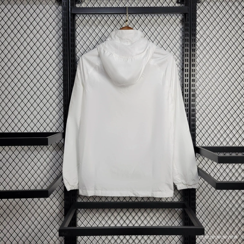 25/26 جاكيت ريال مدريد سترة واقية من الرياح أبيض اللون