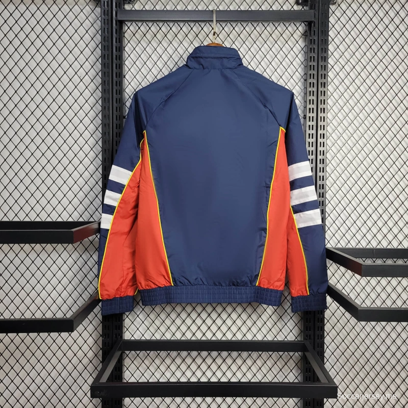 جاكيت أرسنال 25/26 سترة واقية من الرياح باللون الكحلي/الأحمر