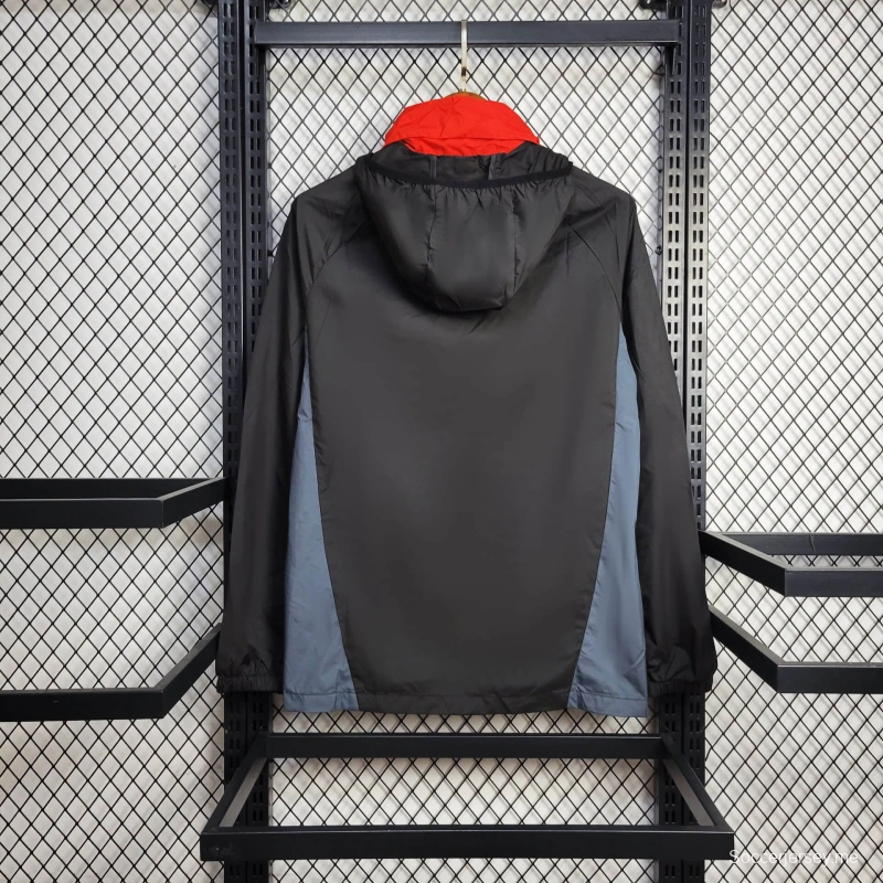 25/26 جاكيت مانشستر يونايتد سترة واقية من الرياح أسود