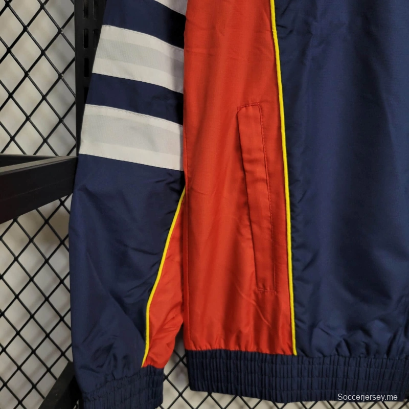 جاكيت أرسنال 25/26 سترة واقية من الرياح باللون الكحلي/الأحمر