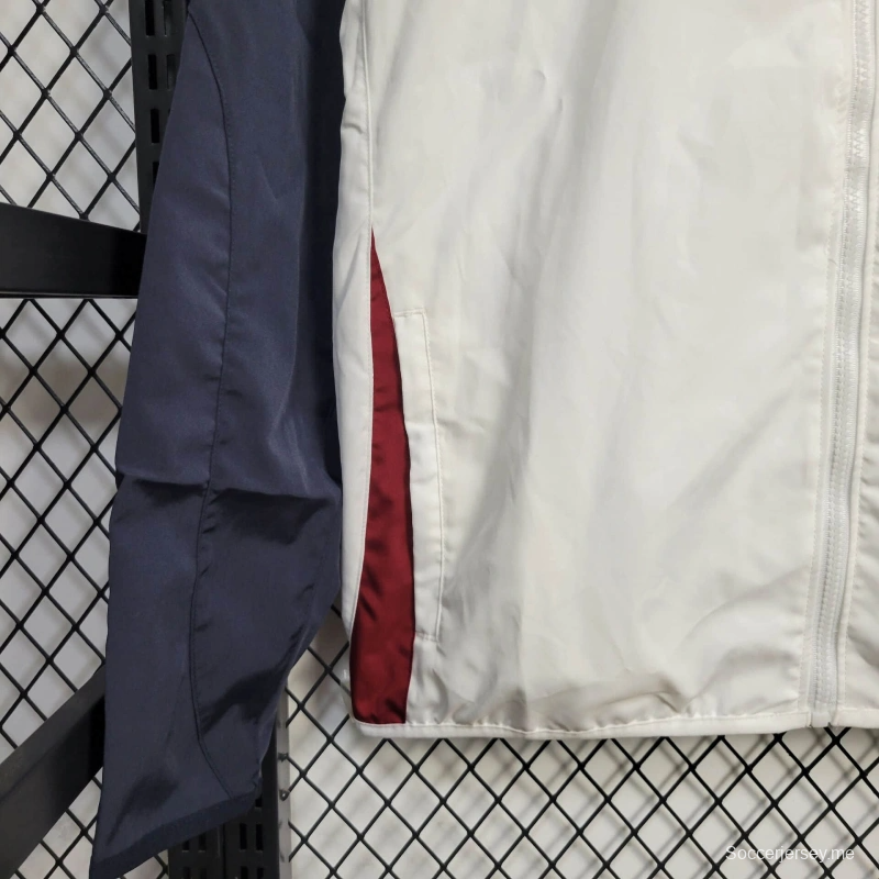 25/26 جاكيت مانشستر يونايتد سترة واقية من الرياح أبيض اللون