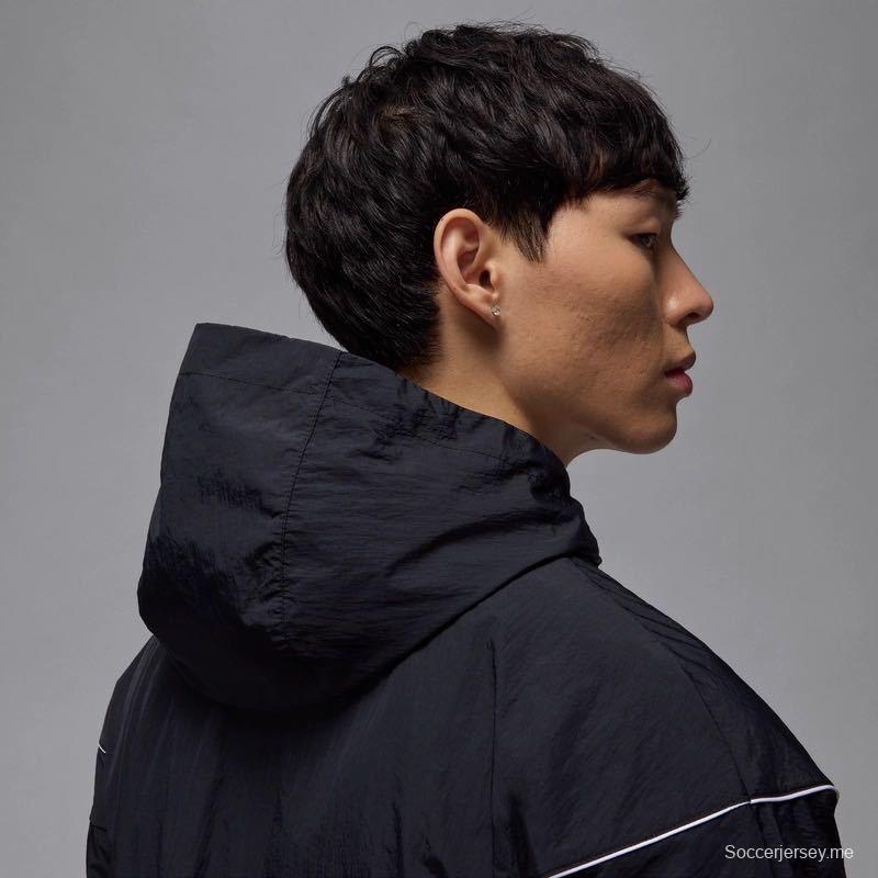 2025 نايك اير جوردان هودي هوديي أسود بسترة واقية من الرياح من نايك جوردان