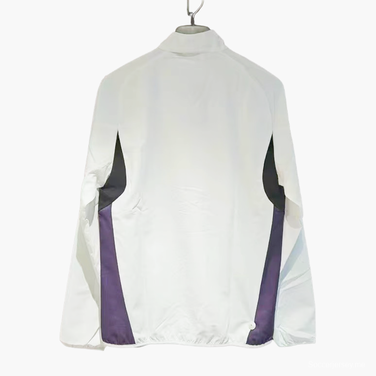 25/26 أرسنال سترة واقية من الرياح بسحاب كامل أبيض من أرسنال