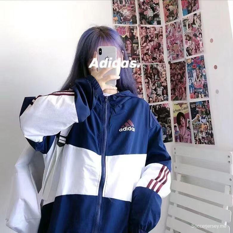 أديداس 2025 أديداس أبيض/أسود/أسود/نبيذ سحاب كامل بسترة واقية من الرياح