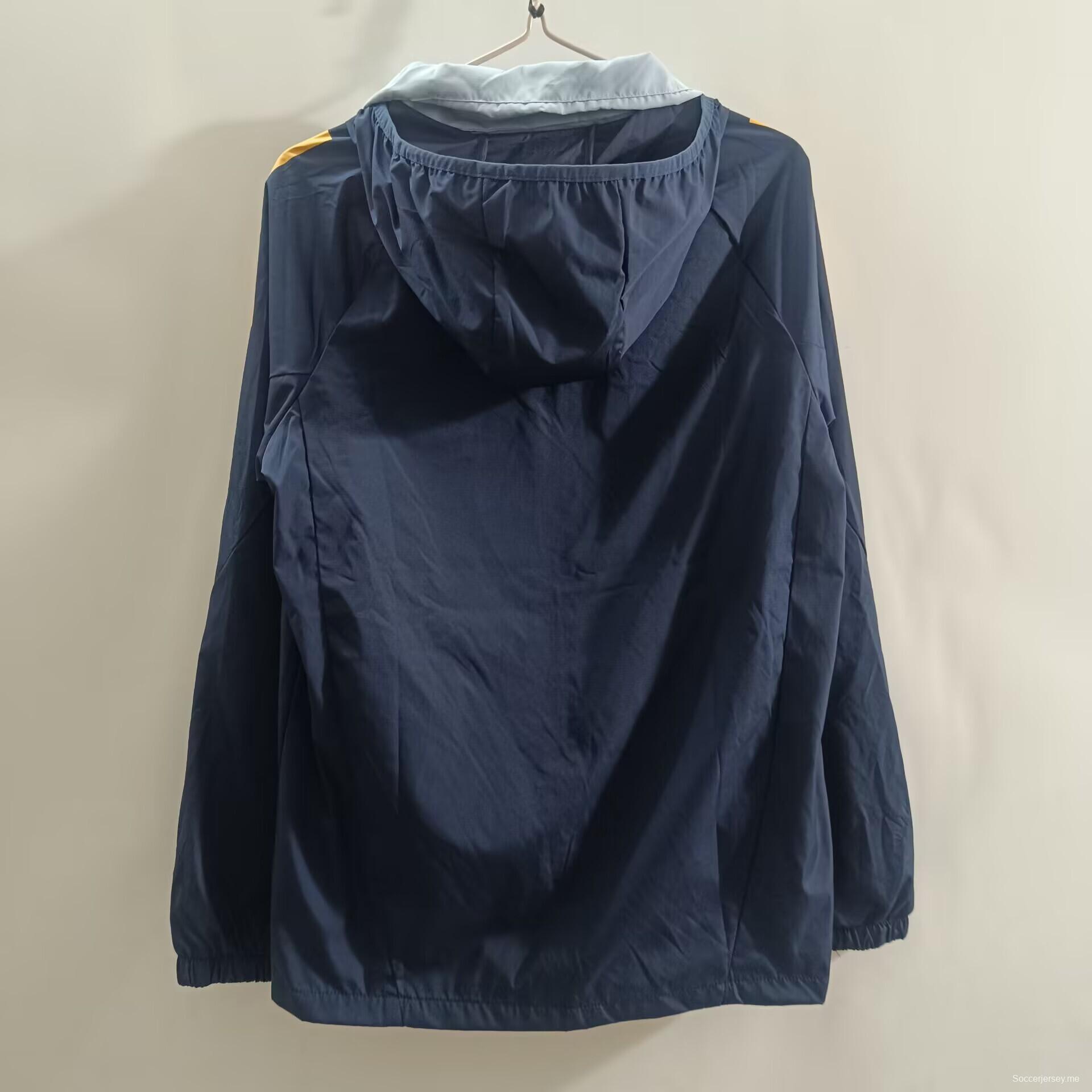 25/26 سترة واقية من الرياح متوسطة الطول بلون أزرق من ريال مدريد