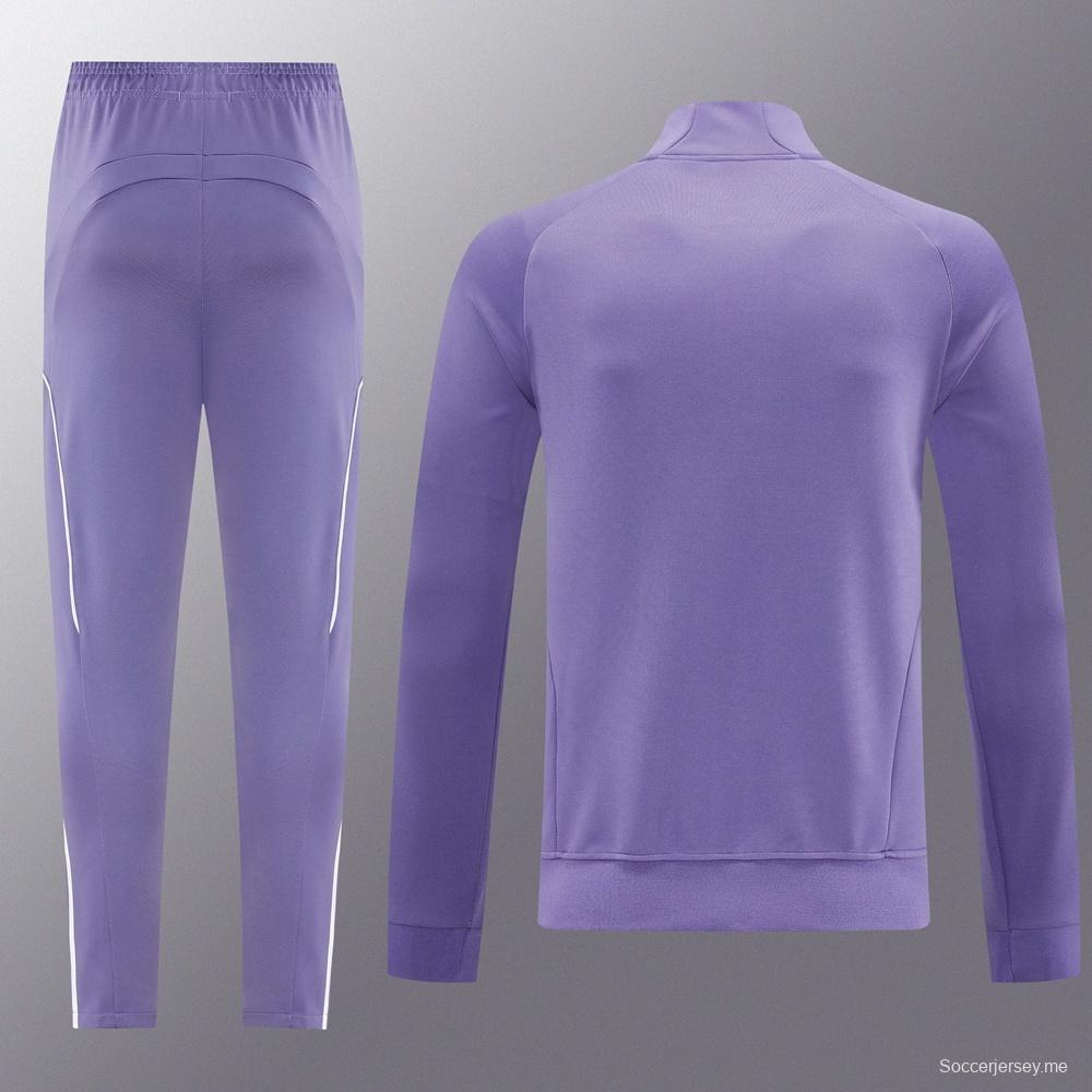 2025 أديداس 2025 جاكيت أديداس بنفسجي كامل بسحاب + بنطلون طويل