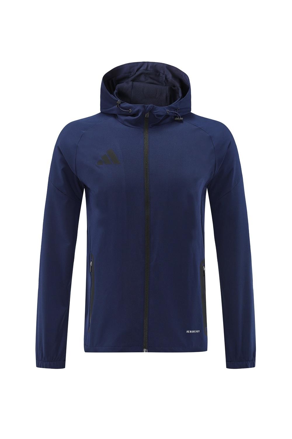 25/26 أديداس أديداس هودي أزرق داكن بجاكيت كامل بسحاب + بنطلون طويل