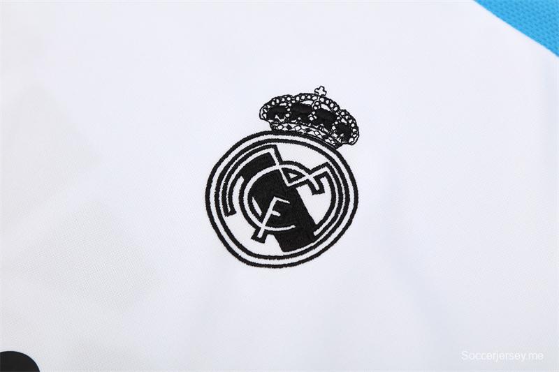 Retro 12/13 Real Madrid White/Blue Half Zipper Jacket