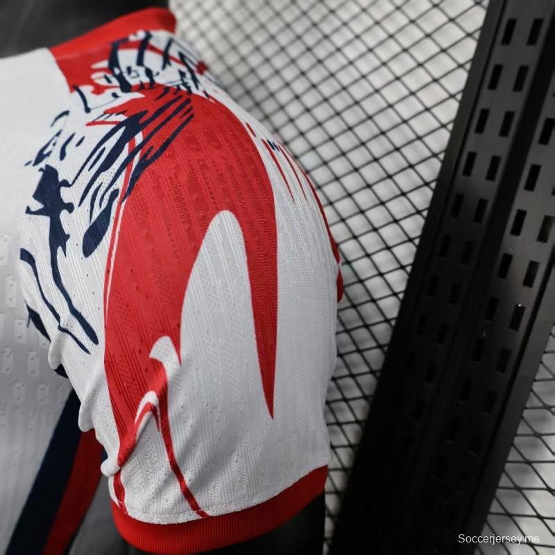 إصدار اللاعب 25/26 باريس سان جيرمان/باريس سان جيرمان قميص أبيض بنقشة الفن التجريدي