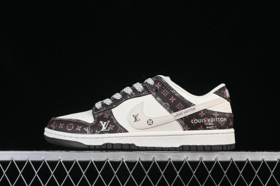 حذاء تزلج كلاسيكي كلاسيكي كلاسيكي كلاسيكي من نايك SB Dunk Low LV Collaboration أبيض بني كلاسيكي مخصص للذكرى السنوية - CX5050-Y05