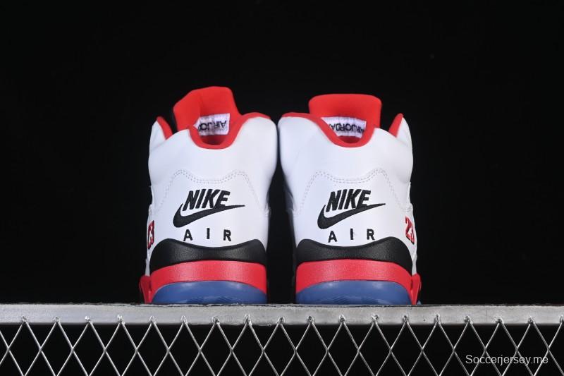 حذاء كرة السلة نايك اير جوردان 5 ريترو جوردان فاير ريد أحمر أسود اللسان - HQ7978-101