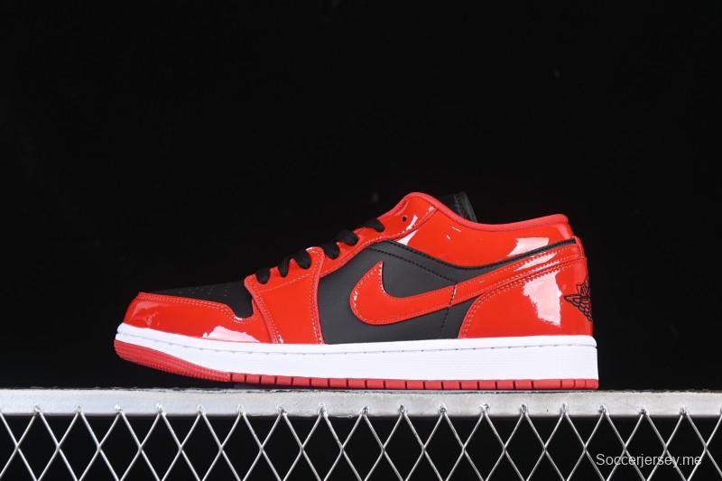 نايك اير جوردان 1 اير جوردان 1 لاو AJ1 جلد براءات الاختراع AJ1 حذاء رياضي كاجوال أسود أحمر منخفض القمة HV4089-006