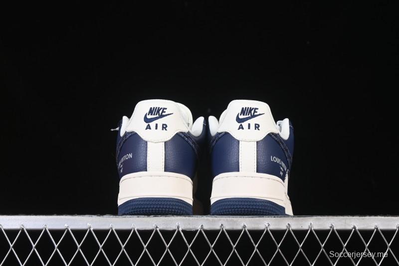 Nike Air Force 1 '07 Low LV Collaboration Navy Blue Cashew Flower Casual Sneakers - JP8028-009