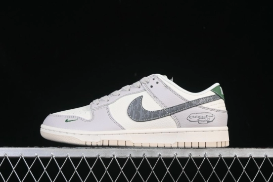 حذاء تزلج نايك SB Dunk Dunk Low Dunk Collaboration Dior Collaboration باللون الرمادي والأخضر، حذاء تزلج كاجوال منخفض مخصص للذكرى السنوية - ZH2588-276