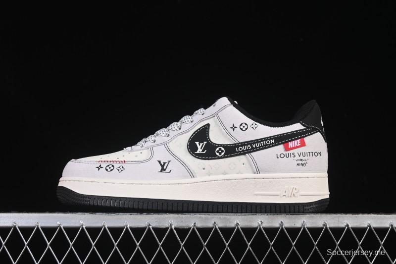 حذاء نايك اير فورس 1 '07 منخفض LV Collaboration Black Swoosh Woven Label Sneakers كاجوال - CX505050-Y23